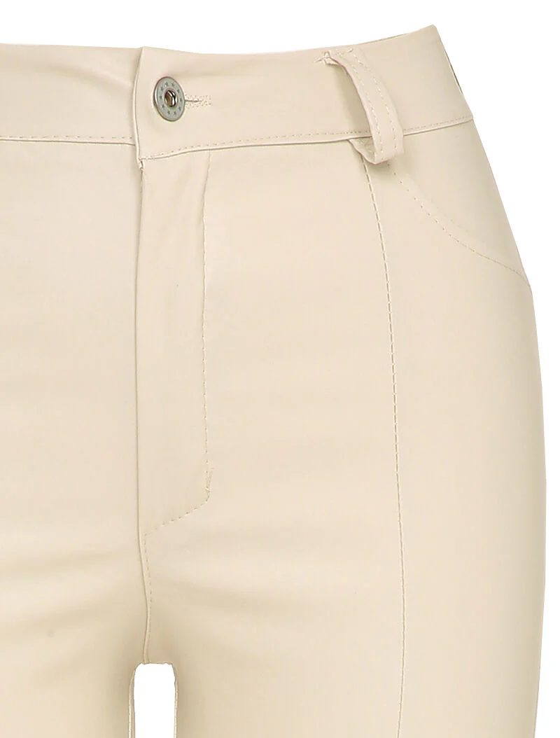 7/8 broek met coating en ritsen aan de enkels - Beige - Image 3