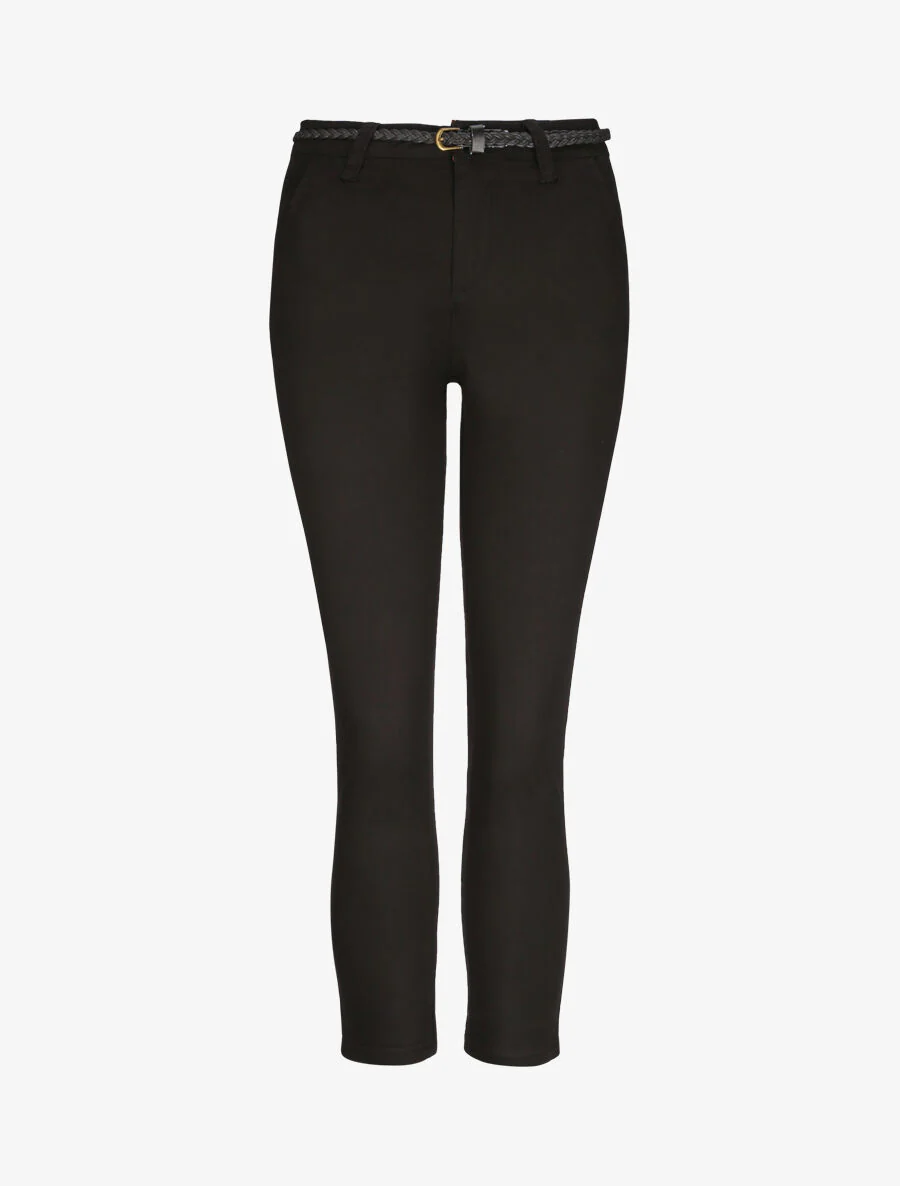 7/8 broek met omgeslagen zoom - Zwart