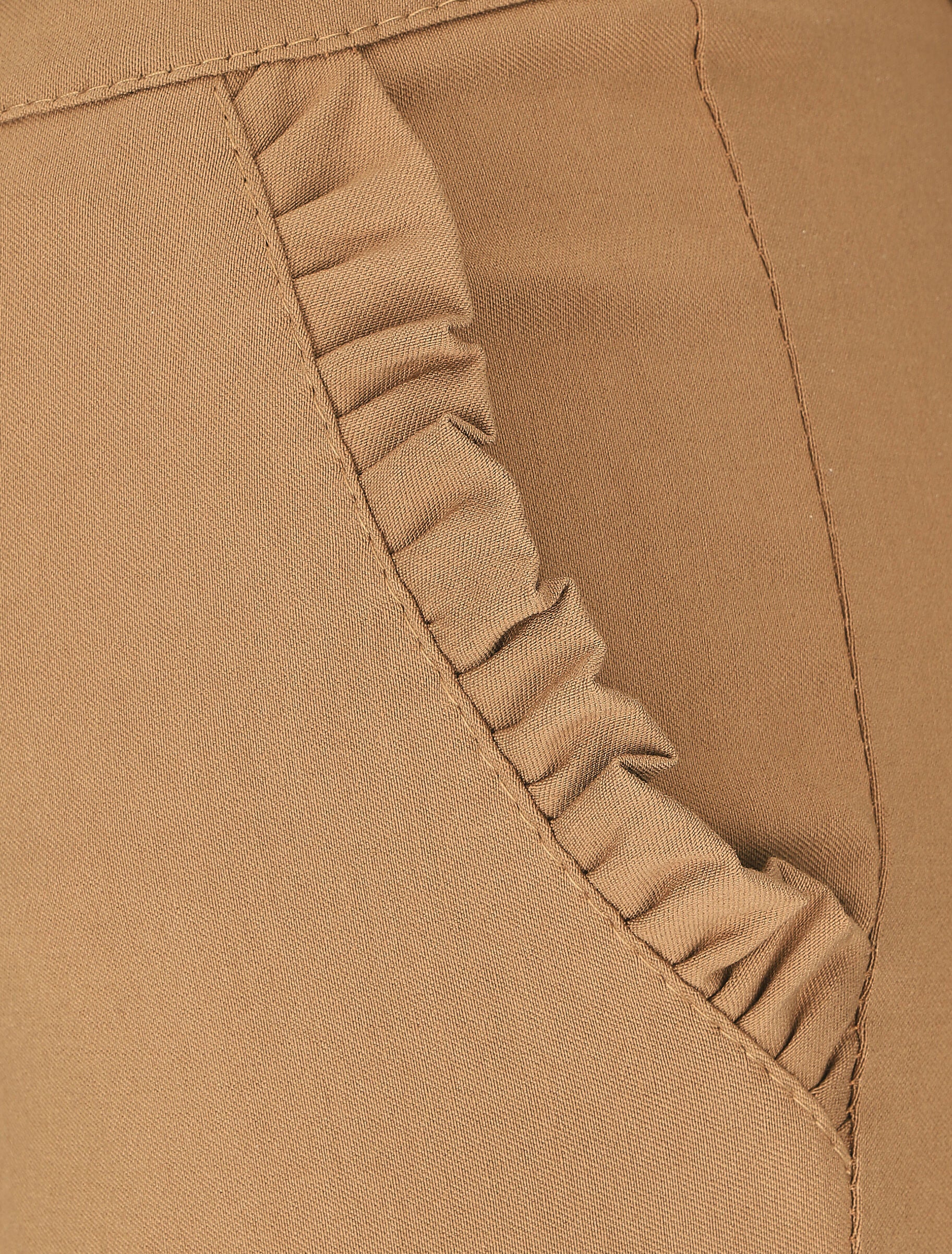 7/8 broek met revers en zakken met ruches - Kameel - Image 3