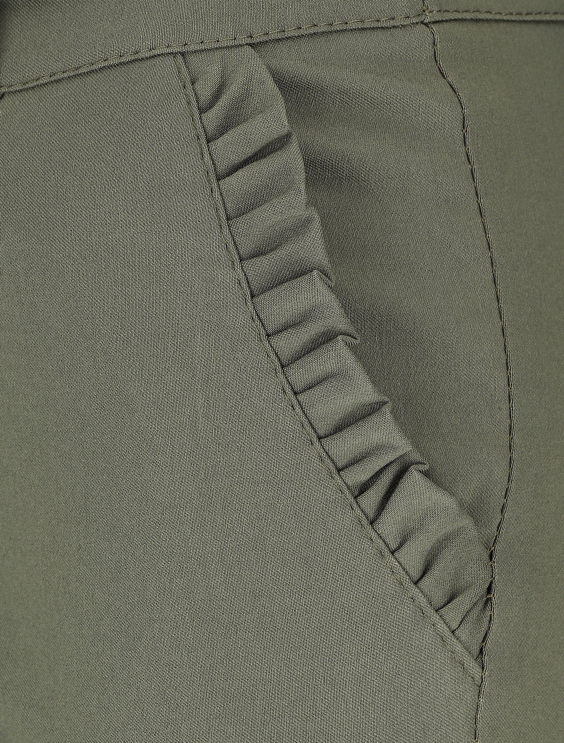 7/8 broek met revers en zakken met ruches - Kakigroen - Image 3