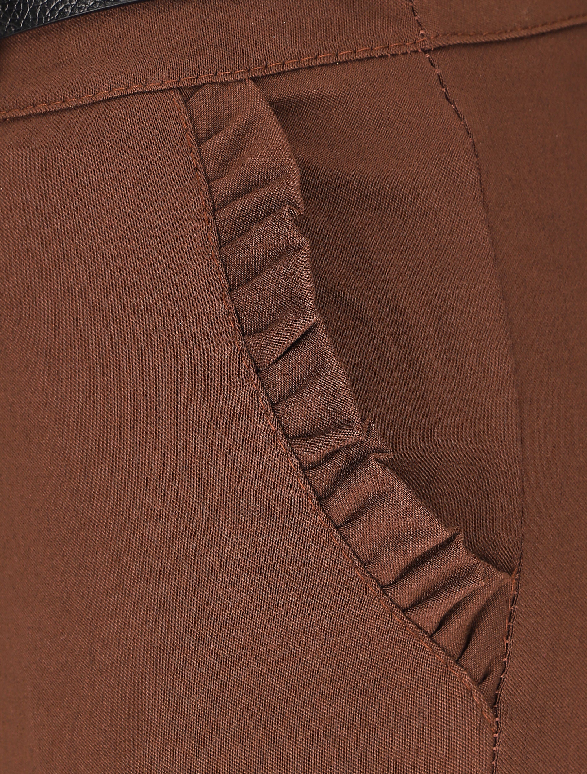 7/8 broek met revers en zakken met ruches - bruin - Image 3