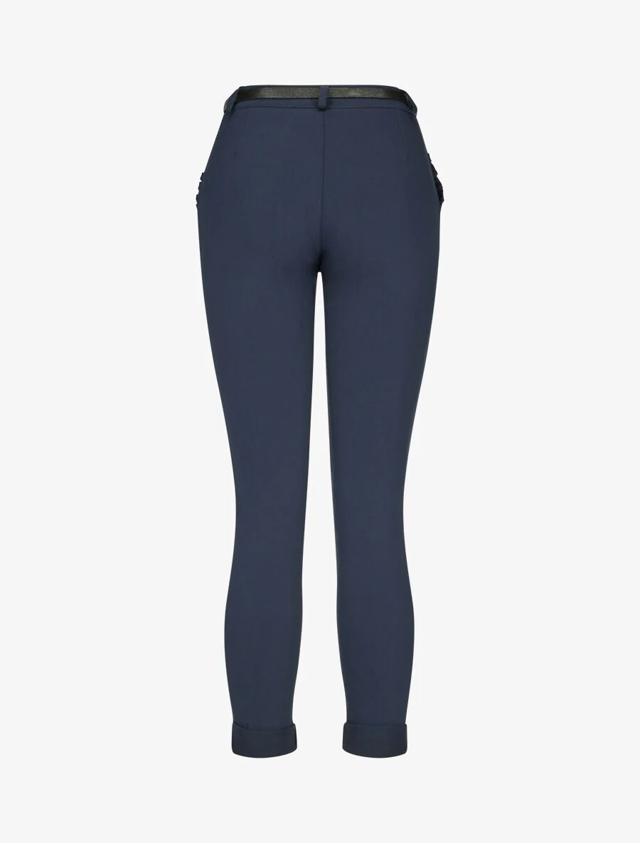 7/8 broek met revers en zakken met ruches - Marineblauw - Image 2