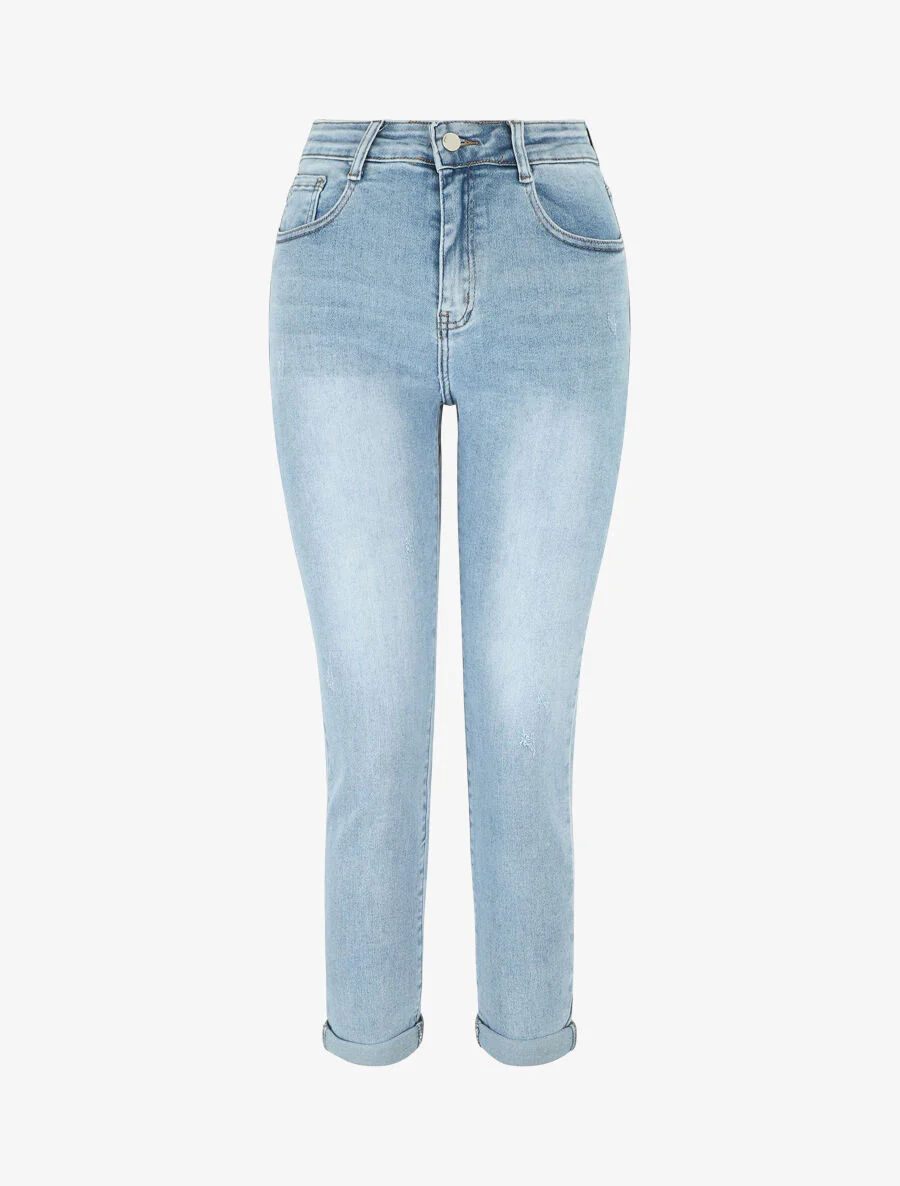 7/8 slim fit-jeans met standaard taille - lichtblauw