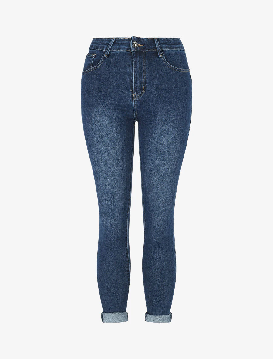 7/8 slim fit push-up jeans - blauw