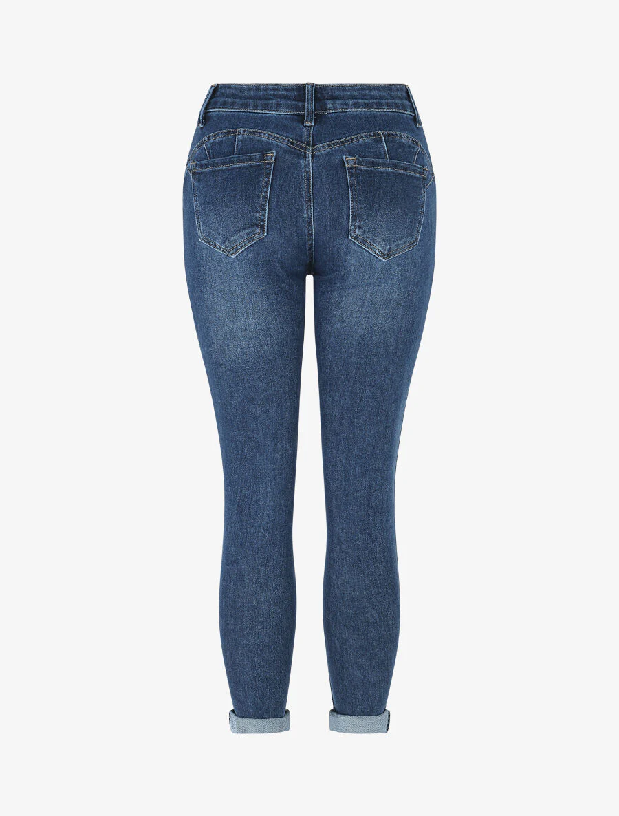 7/8 slim fit push-up jeans - blauw - Image 2