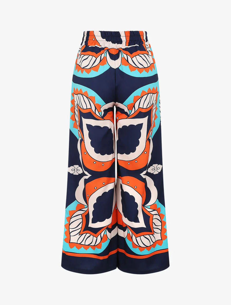 70's gedrukte wijde broek - Marineblauw - Image 2