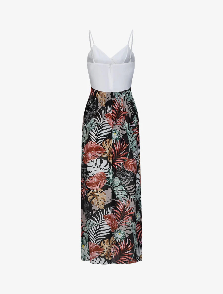 Aangepaste shorts met tropisch geprinte voile - zwart - Image 2