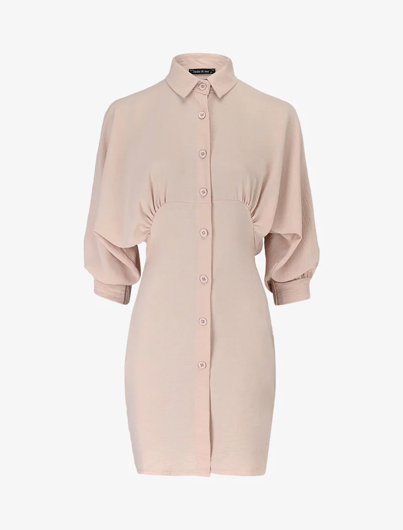 Aansluitende blouse met vleermuismouwen - beige