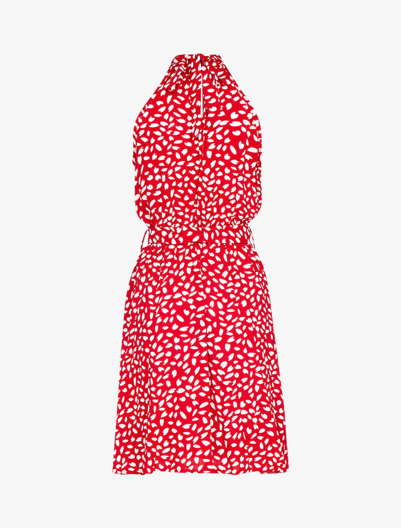 Aansluitende jurk met opstaande kraag - rood - Image 3