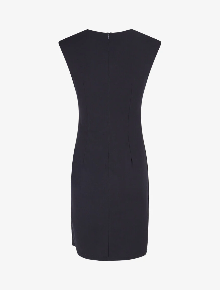 Aansluitende jurk met stijlvolle cut-out kraag - Marineblauw - Image 2