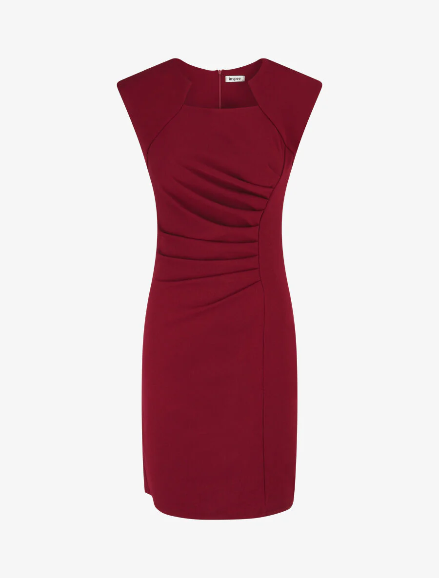 Aansluitende jurk met stijlvolle cut-out kraag - Bordeaux