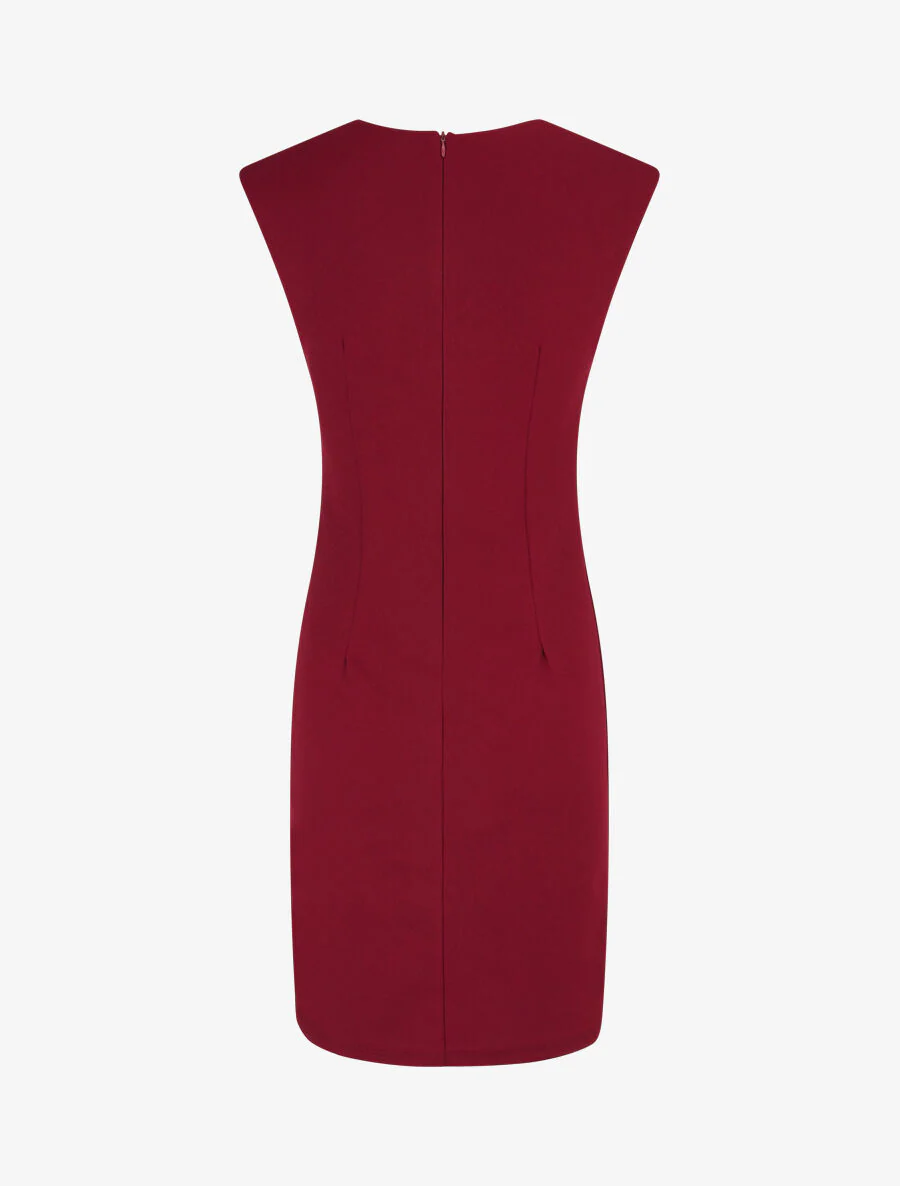Aansluitende jurk met stijlvolle cut-out kraag - Bordeaux - Image 2