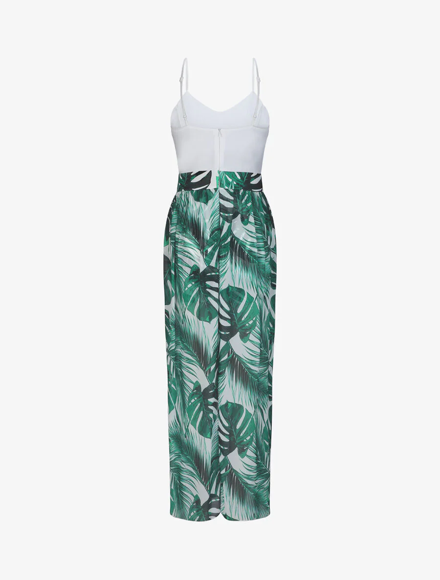 Jumpsuit met bedrukt voile in plantaardig motief - Wit - Image 2