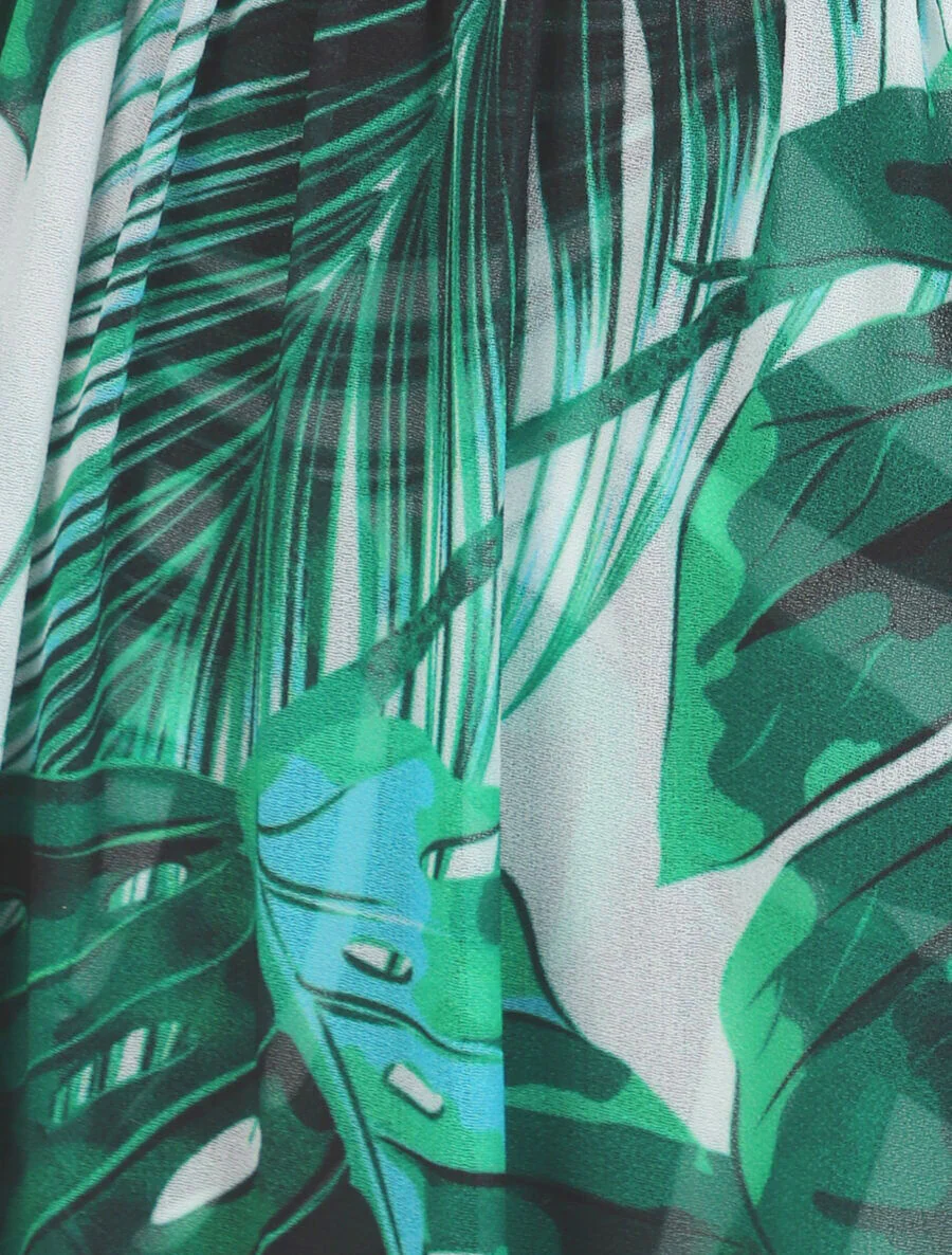 Jumpsuit met bedrukt voile in plantaardig motief - Wit - Image 3