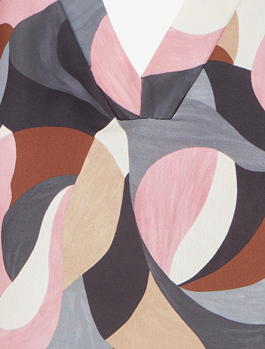 Abstracte bedrukte top met korte mouwen - Zwart - Image 3