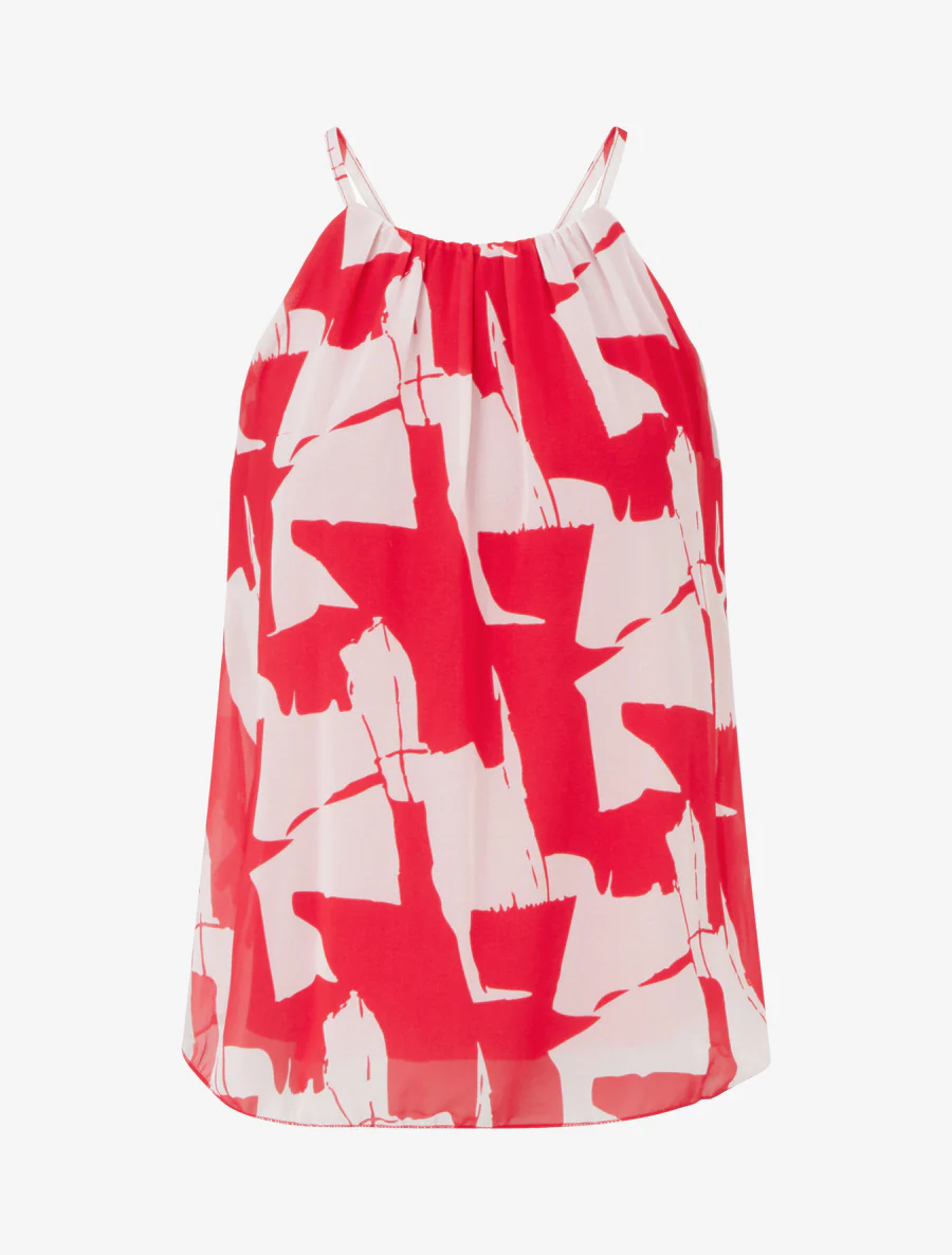 Abstracte bedrukte vloeiende top - Rood