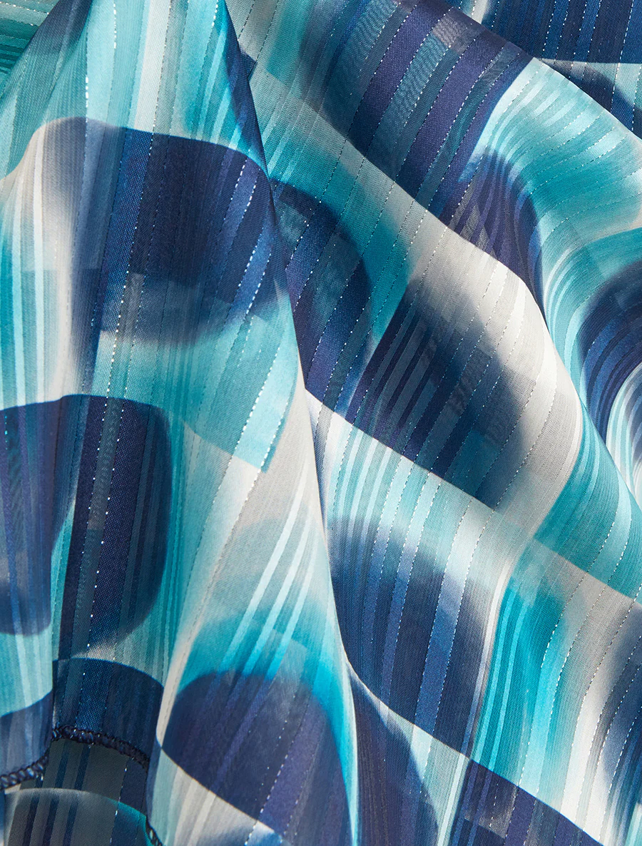 Abstracte print caraco met iriserende strepen - Marine - Image 3