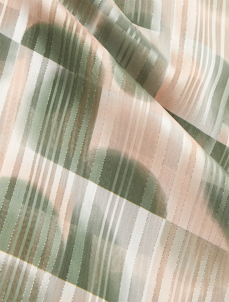 Abstracte print caraco met iriserende strepen - Kaki - Image 3