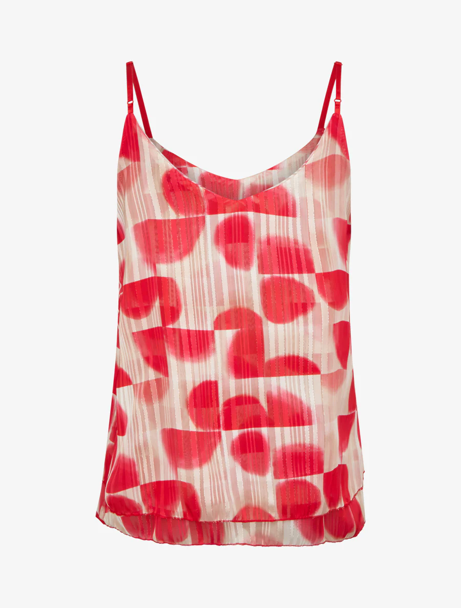 Abstracte print caraco met iriserende strepen - Rood - Image 2