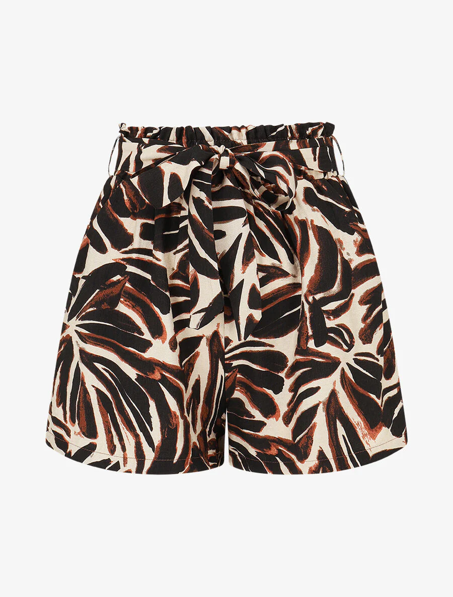 Abstracte print korte papieren zak - Bruin