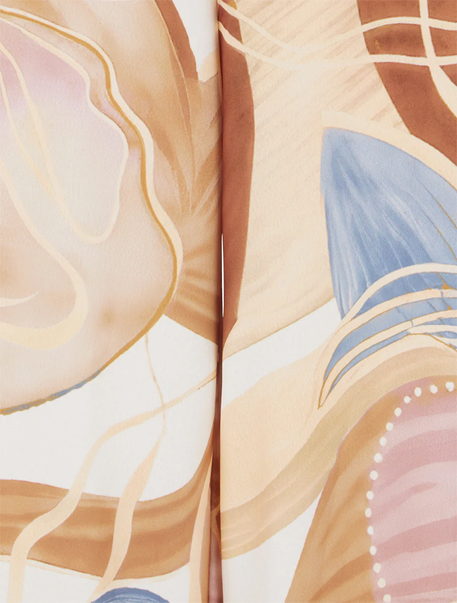 Abstracte printbroek met elastische tailleband - Kameel - Image 3
