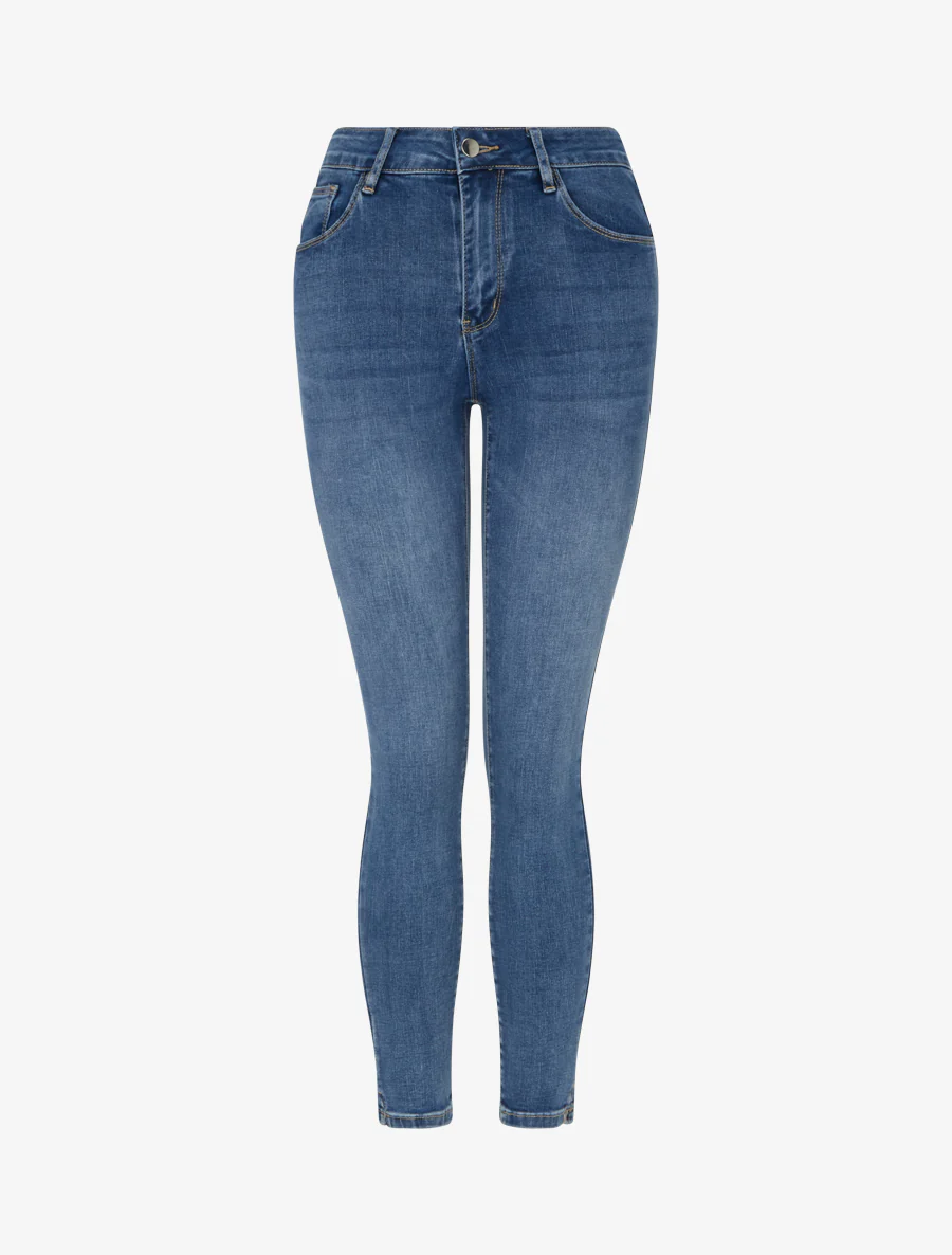 Afgewassen skinny jeans met normale taille - Blauw