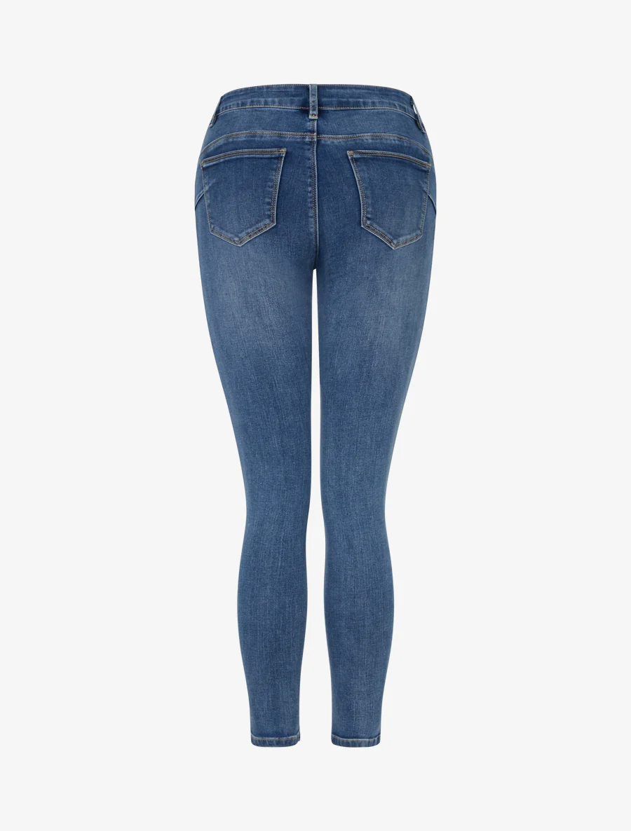 Afgewassen skinny jeans met normale taille - Blauw - Image 2