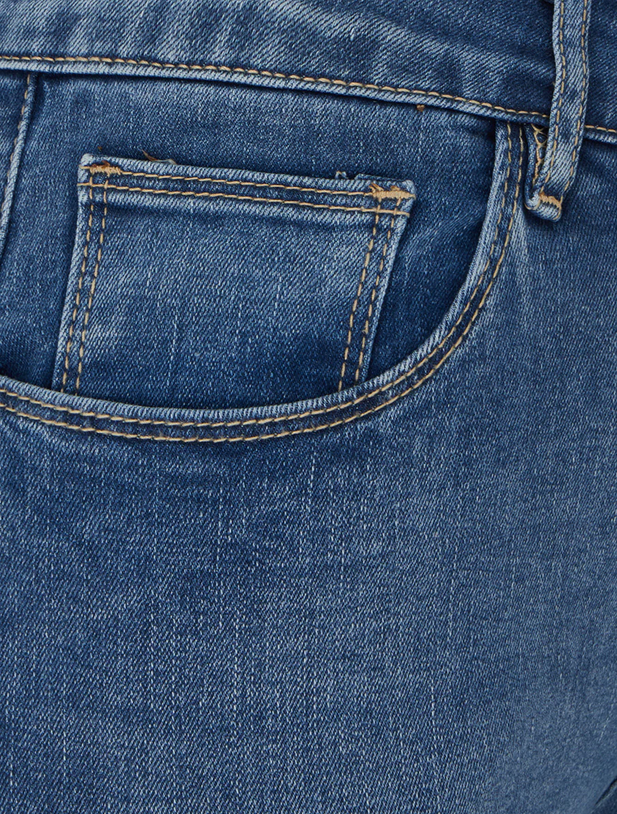 Afgewassen skinny jeans met normale taille - Blauw - Image 3