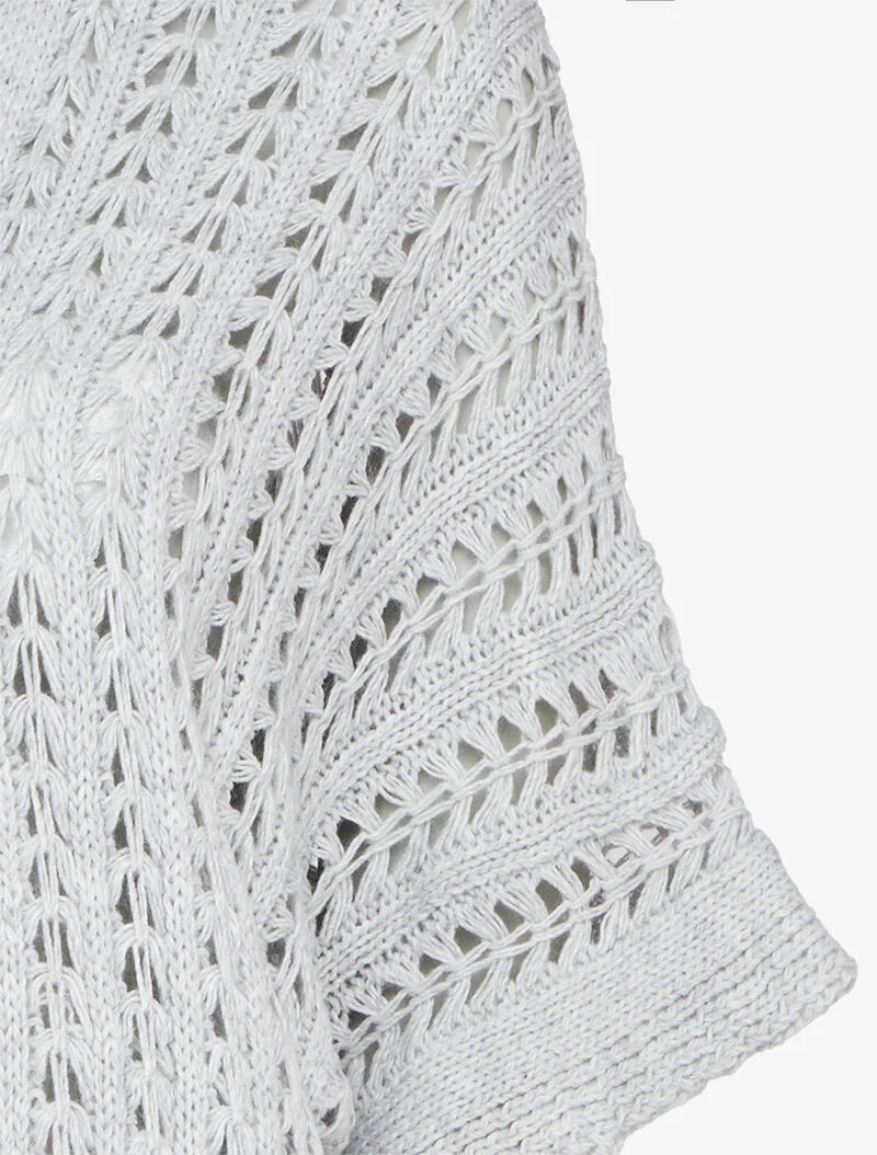 Opengewerkte gebreide kimono-stijl vest met korte mouwen - Lichtgrijs - Image 3