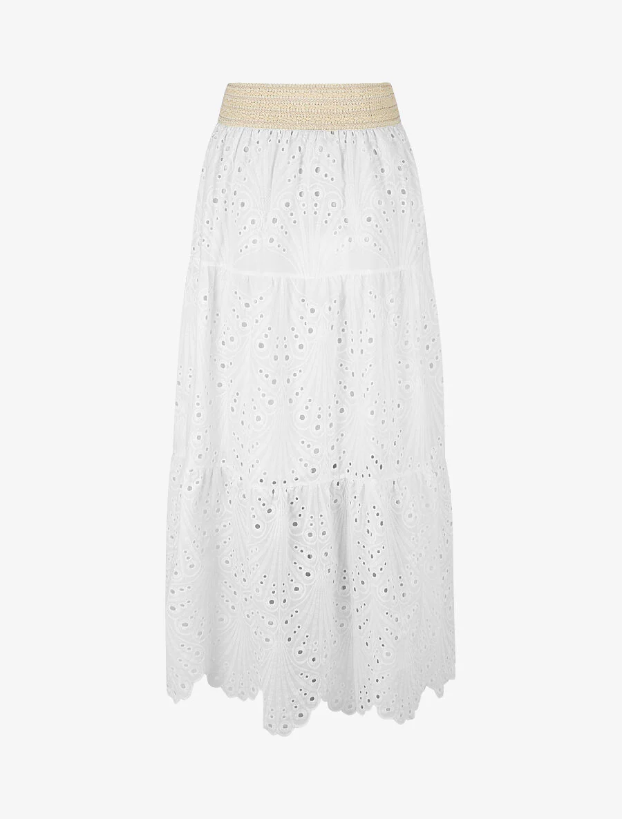 Ajour rok met hoge taille - Wit - Image 2