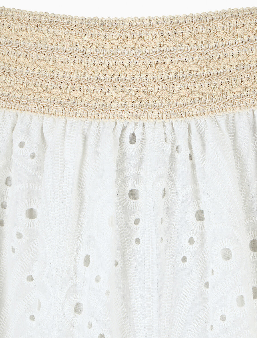 Ajour rok met hoge taille - Wit - Image 3