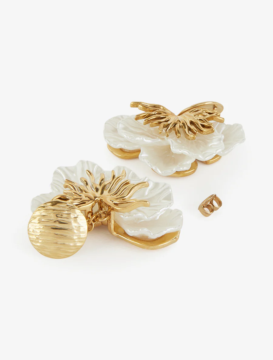 Algen- en bloemblaadjesoorbellen - Goud/wit - Image 3