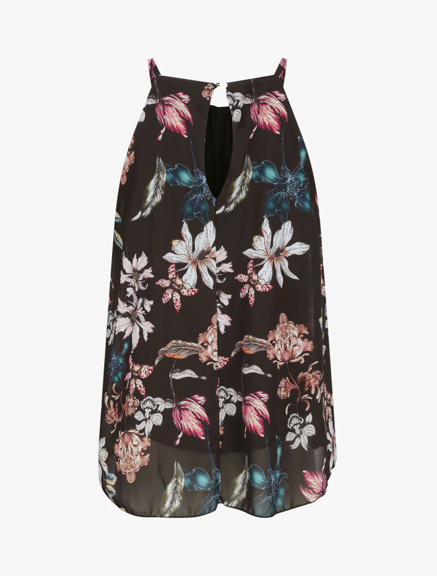 Amerikaanse top met wilde-orchideeënprint - zwart - Image 2