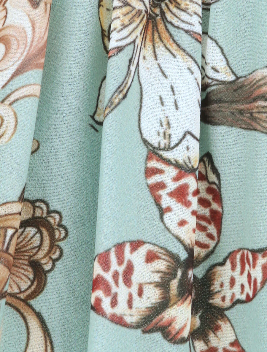 Amerikaanse top met wilde-orchideeënprint - watergroen - Image 3