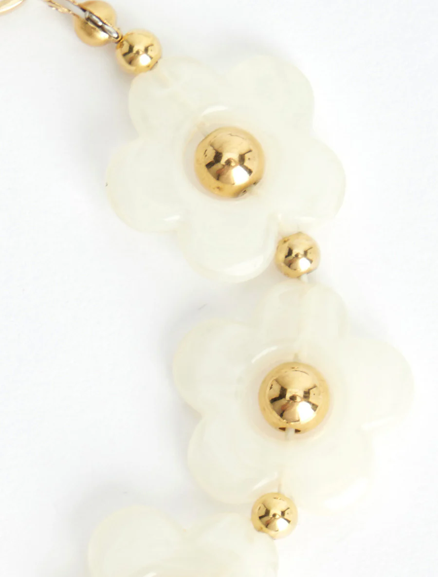 Armband met bloemenmotief van hars - Wit - Image 3