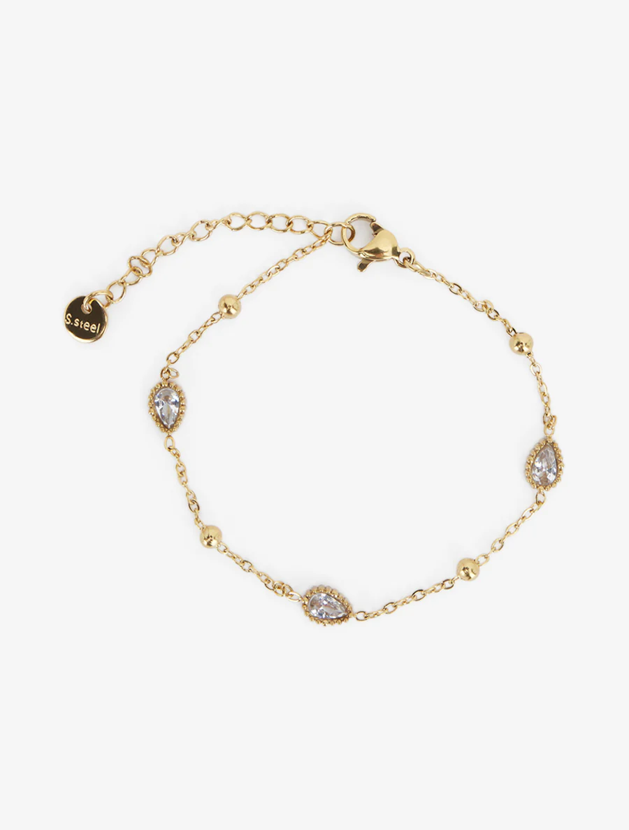 Armband met druppels versierd met zirkonia. - Goud - Image 2