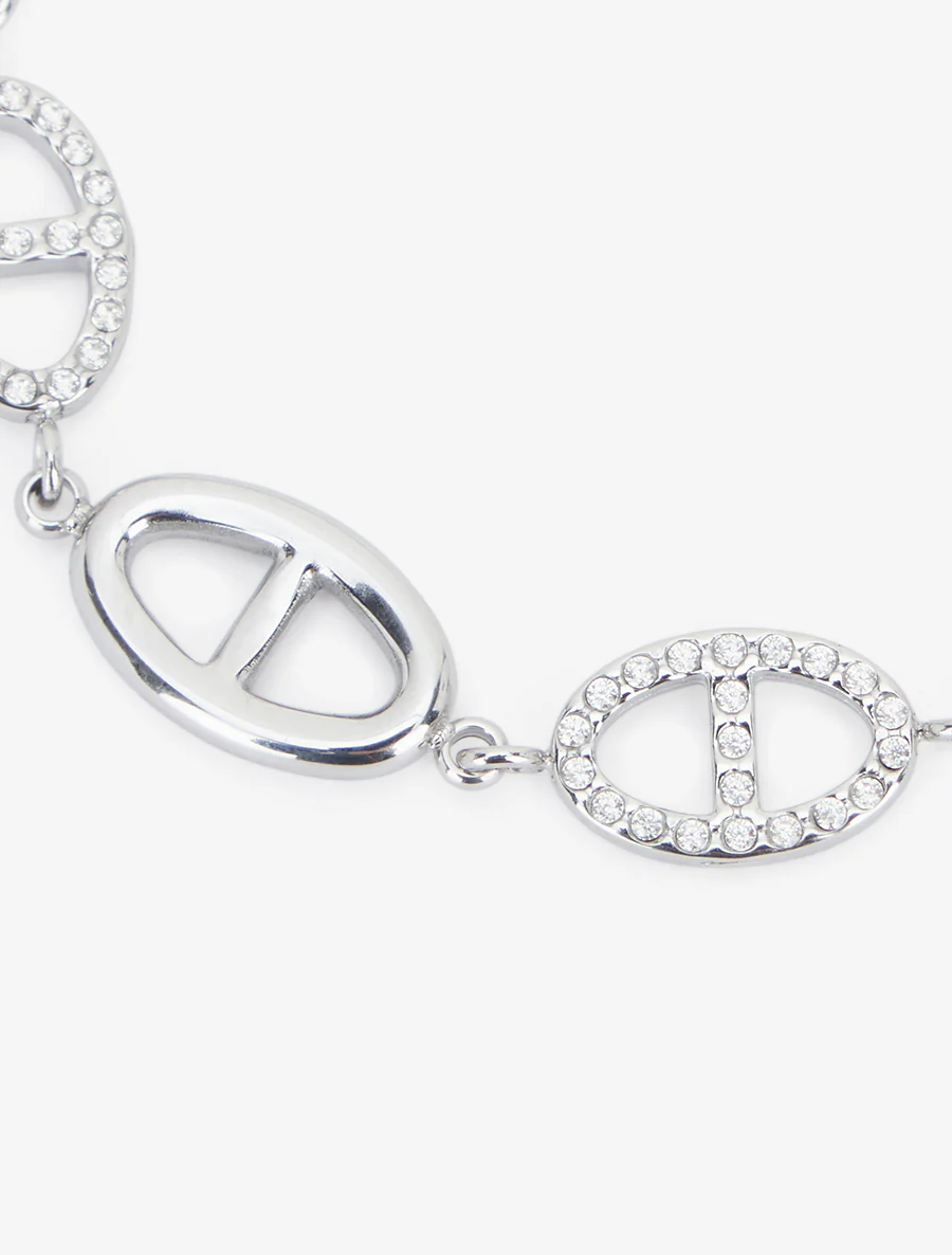 Armband met maritieme schakels versierd met witte zirkoonstenen - Geld - Image 3