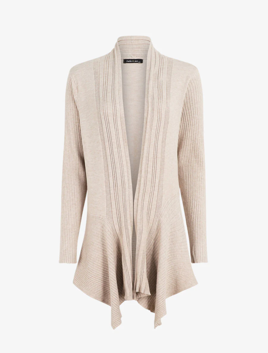Asymmetrisch geribd vest - beige