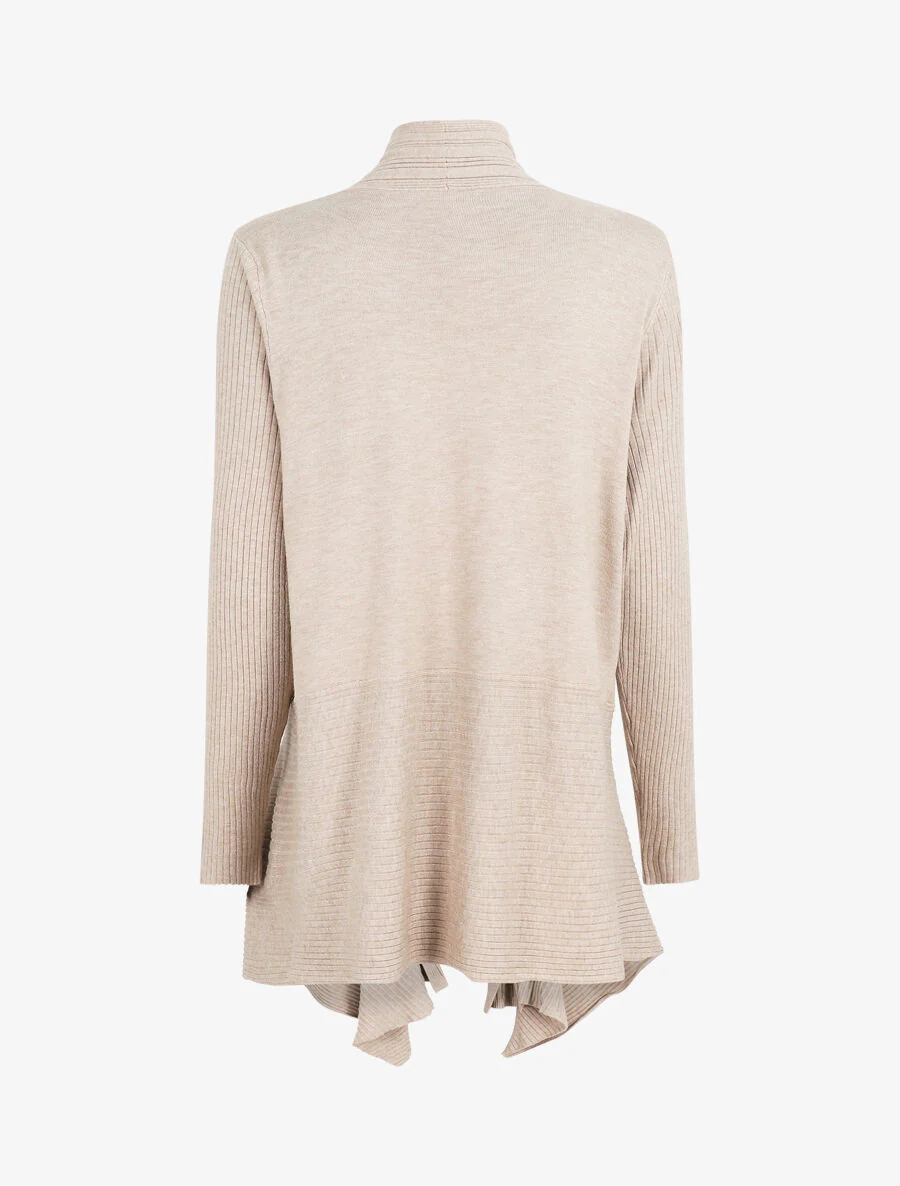 Asymmetrisch geribd vest - beige - Image 2