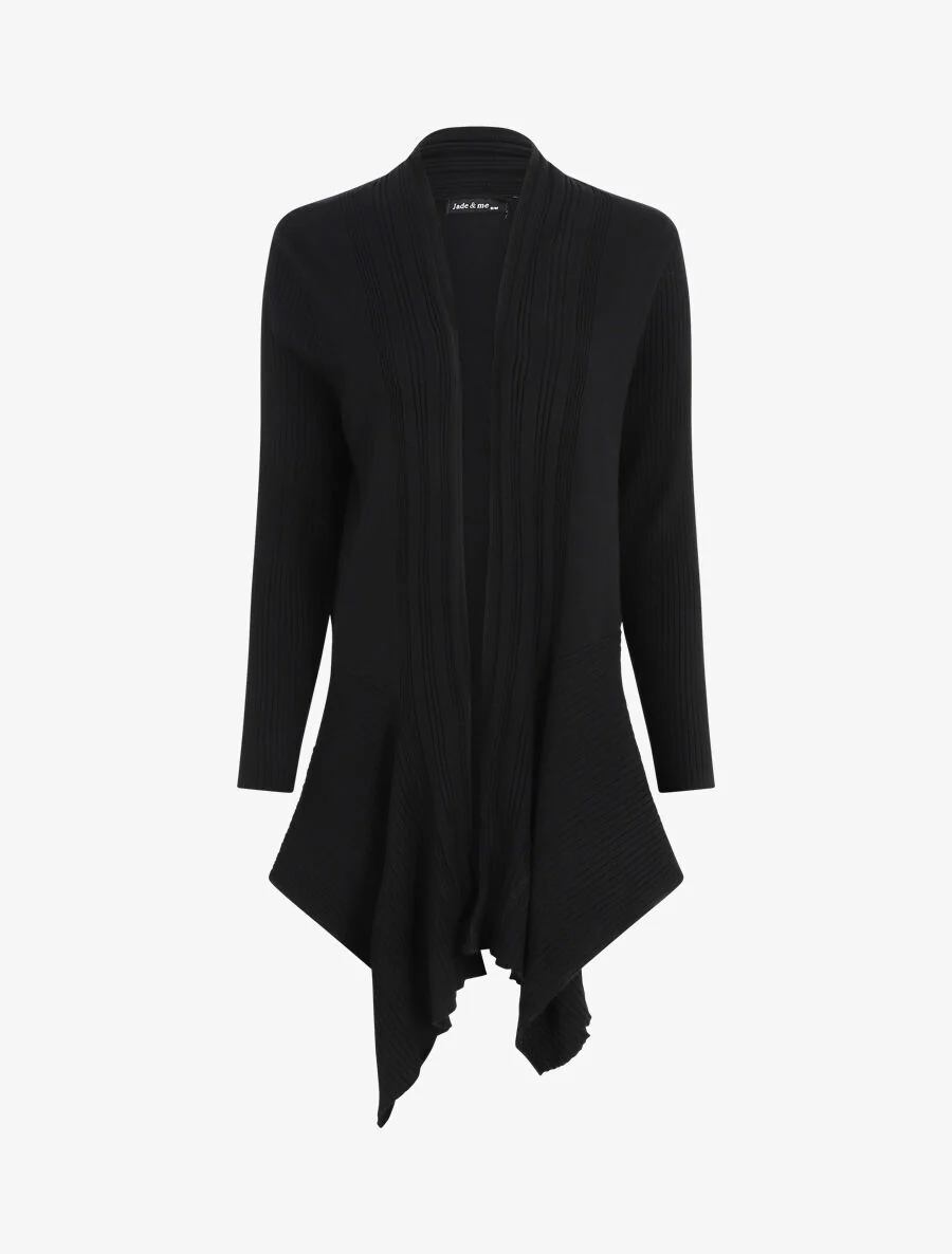 Asymmetrisch geribd vest - zwart