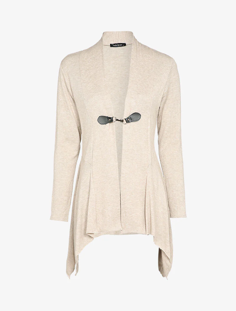 Asymmetrisch peplum gilet met haaksluiting - Beige