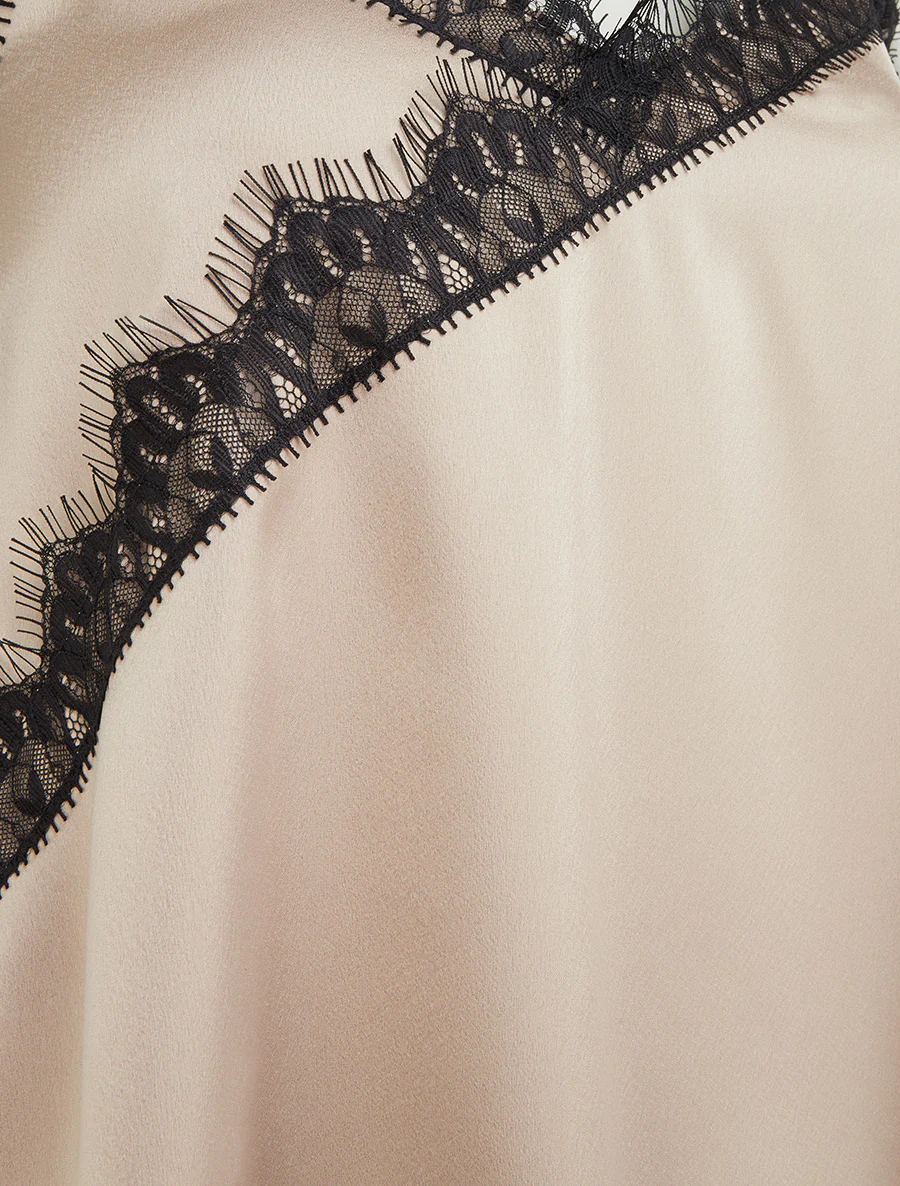 Asymmetrisch satijnen hemdje met kanten detail - Mol - Image 3