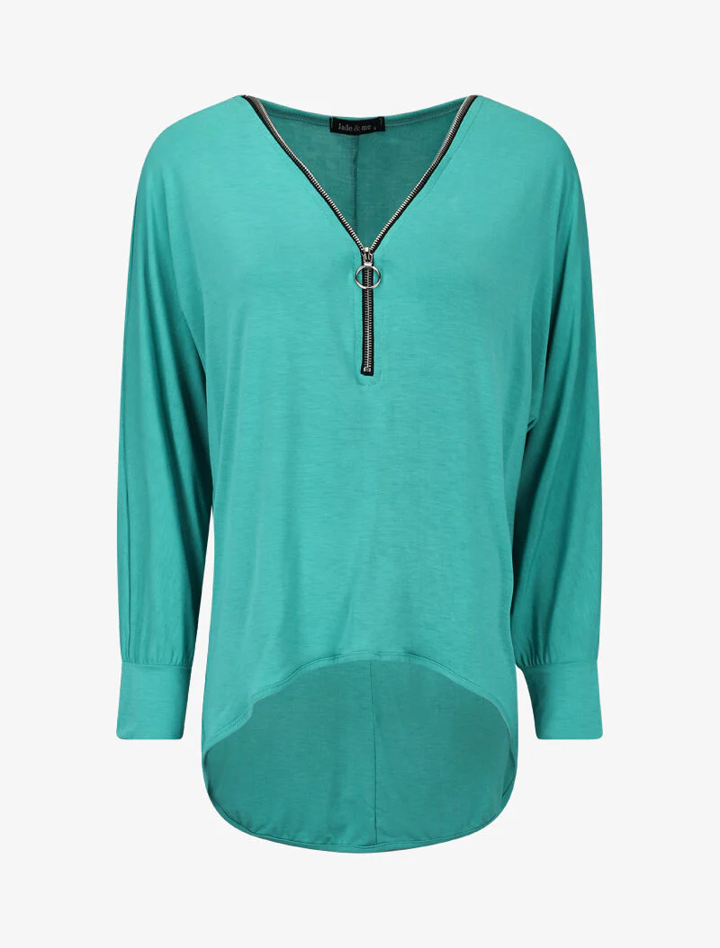 Asymmetrisch top met rits - mintgroen - Image 2