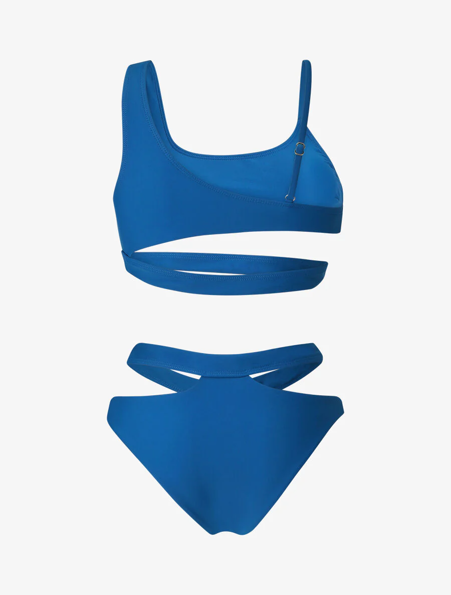 Asymmetrische bandeau bikini - Blauw - Image 2