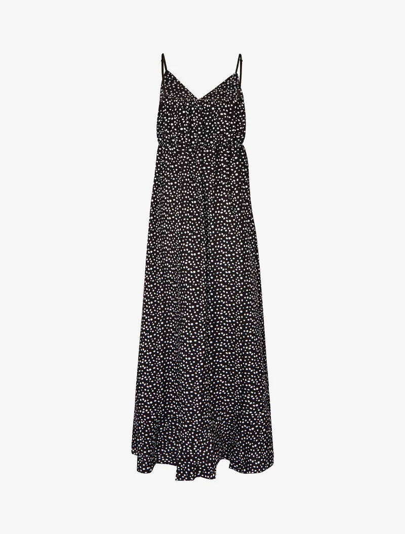 Asymmetrische basque-jurk met polkadotprint - zwart - Image 3