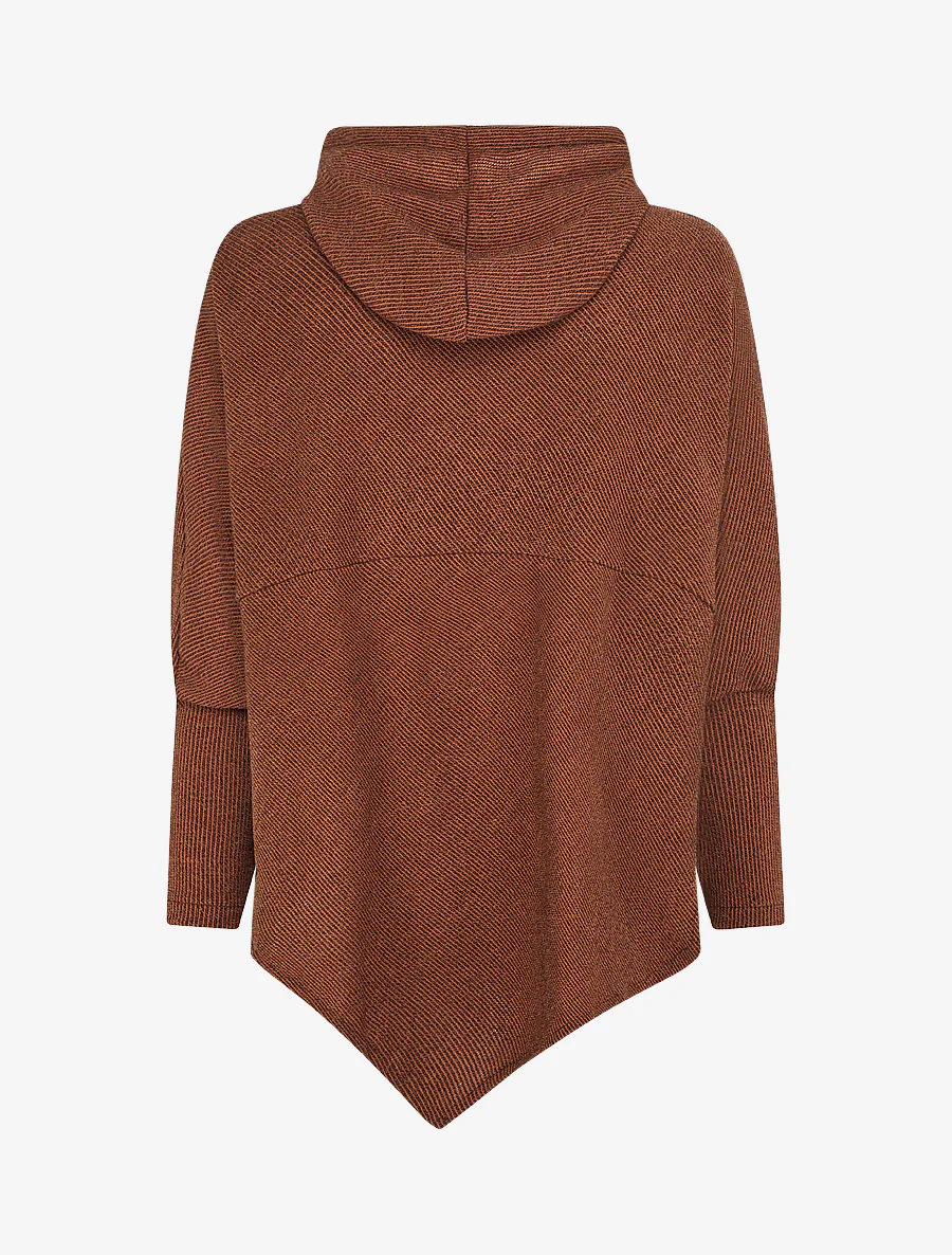 Asymmetrische dunne trui met capuchon - Bruin - Image 2