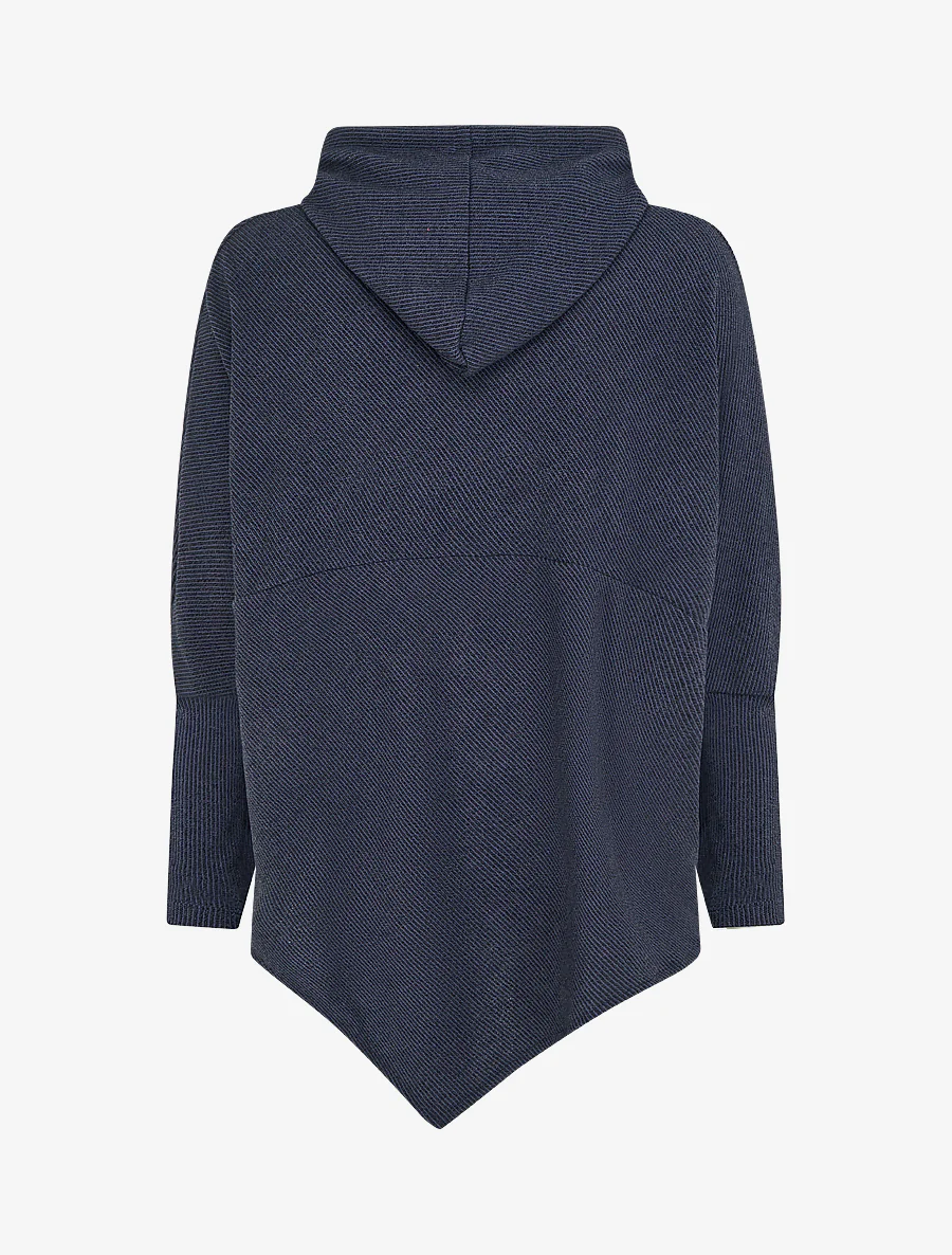 Asymmetrische dunne trui met capuchon - Marine - Image 2