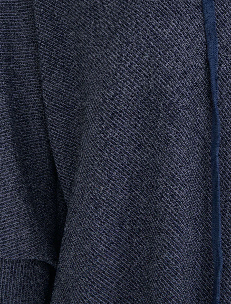 Asymmetrische dunne trui met capuchon - Marine - Image 3