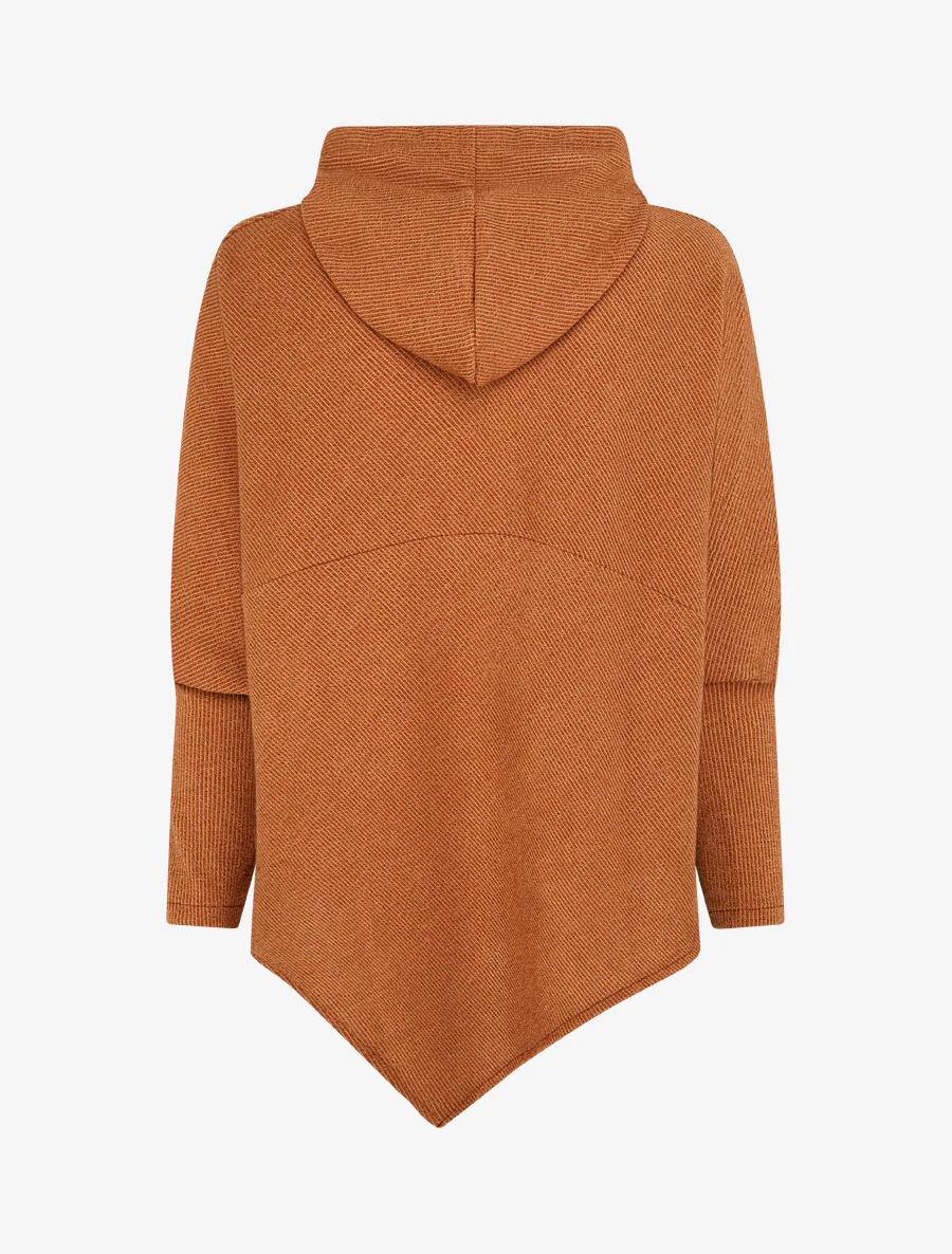 Asymmetrische dunne trui met capuchon - Sienarood - Image 2
