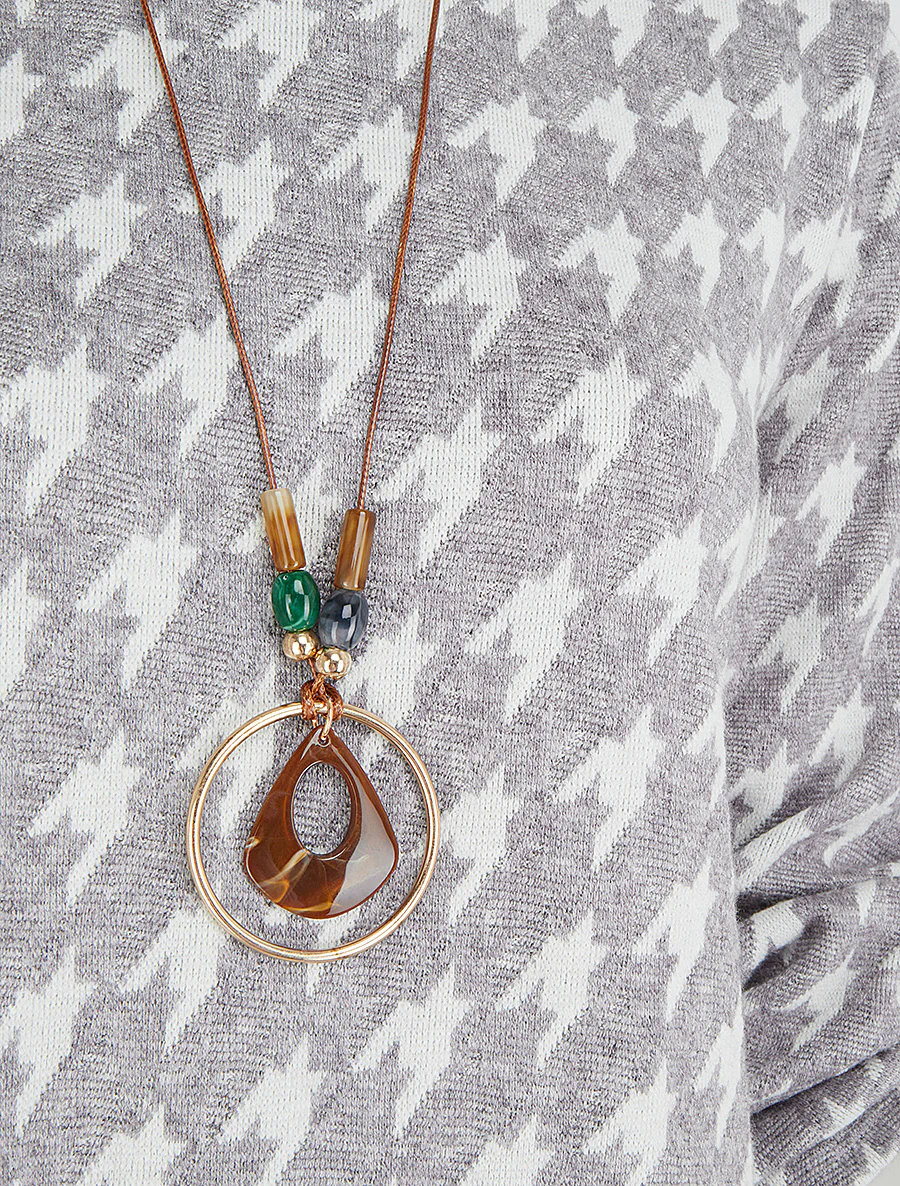 Asymmetrische dunne trui met pied-de-pouleprint - Grijs - Image 3